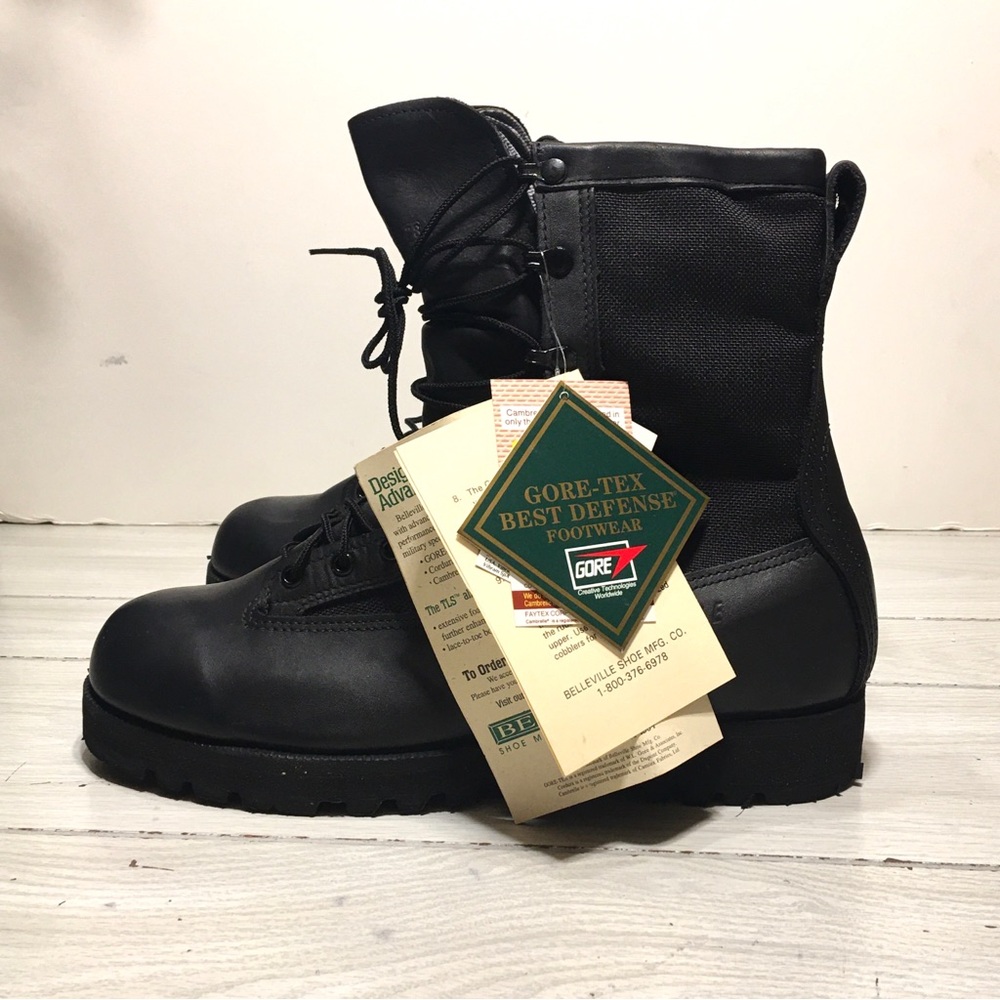 NEW BLACK LEATHER BELLEVILLE MILITARY TLS INFANTRY COMBAT BOOTS GORTEX 12.5